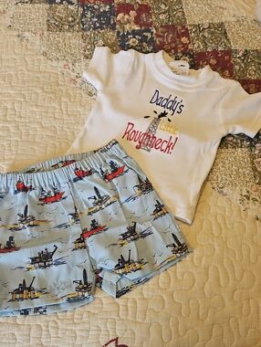 Boy Two-Piece Set with 'Daddy's Little Roughneck' Tee